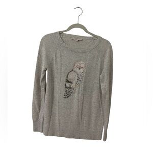 LOFT Gray Sweater with Owl Design